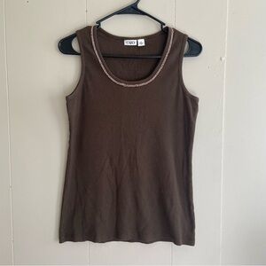 CATO sleeveless top. Size M. Beaded details around neckline.
